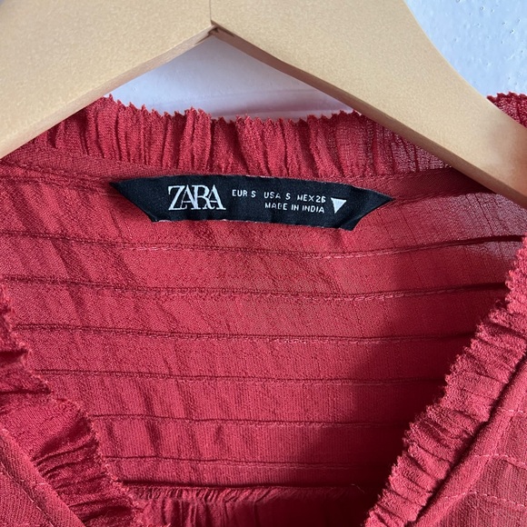 Zara Long Sleeve Red Blouse - Picture 3 of 4